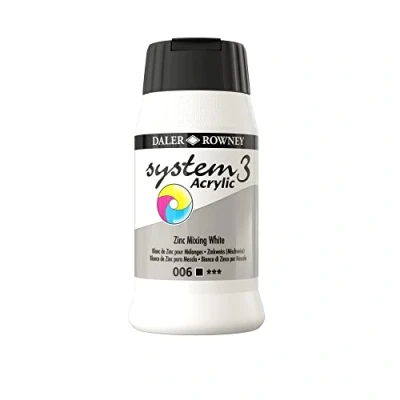 Image of Daler Rowney System3 Acrylic Paint, Plastic Pot, 16.91oz 500 ml, Zinc Mixing White