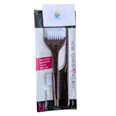 Image of Nisha Natural Henna Based Hair Color Powder, Brown, Black, Burgandy Redy Pack of 2, Dye with Brush Set (4 pcs Brown)
