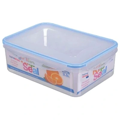 Image of HOMESHOPA Plastic Airtight Food Storage Container, Leakproof Rectangle Container with Clip Lock Lid, BPA Free Reusable Meal Prep Lunch Box Microwave Freezer &amp; Dishwasher Safe (1 Pack, 2.5 Litre)