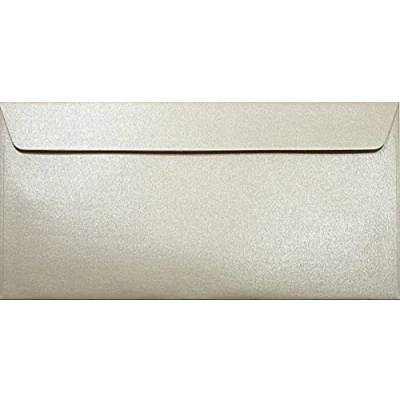 Image of Netuno 25 long beige pearlescent envelopes DIN DL 110x220mm 4.33x8.66 inches 120gsm Majestic Sand peel&amp;seal straight flap no window metallised for invitations wedding greeting cards vouchers Christmas