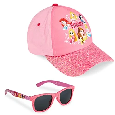 Image of Disney Princess Baseball Cap &amp; Kids Sunglasses, Girls Sun Hat Sunglasses for Summer Set Pink