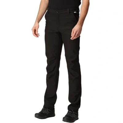 Image of Regatta Men&#039;s Water Repellent Fenton Softshell Walking Trousers Black, Size: 32 S