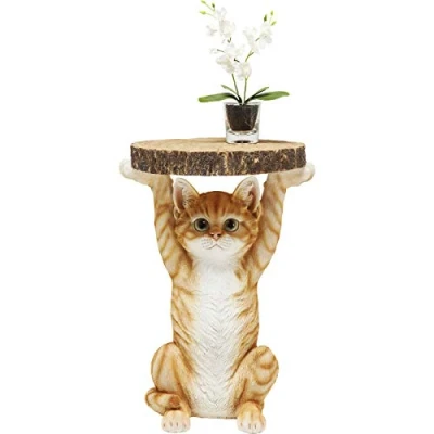 Image of Kare Design side table Animal Ms Cat, brown/orange, round, bedside table, diameter 33cm