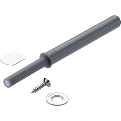 Image of Blum 6484096 Tip On Fitting Long for Drilling Doors with Magnet Plastic Platinum Grey, Gray, Langversion