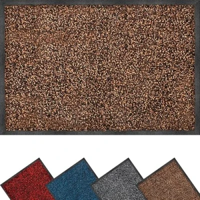 Image of eXtreme Door Mat for Indoor and Outdoor 80 x 120 cm Heavy Duty Dirt Trapper Home, Kitchen, Office Super Absorbent, Washable, Non Slip Vinyl Backed Floor Brown/Black