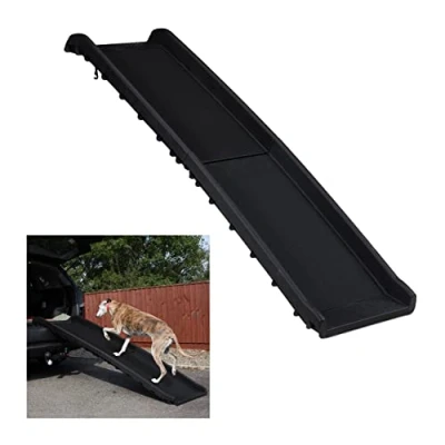 Image of Relaxdays Dog Ramp for Car, Foldable, Anti Slip Surface, Extendable, Max. Capacity of 90 kg, Plastic, 156x40 cm, Black, 1 Item