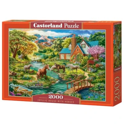 Image of Castorland 2000 Piece Jigsaw Puzzles, Idyllic House with Horses, Landscape, Rural View, Adult Puzzle, C 200931 2