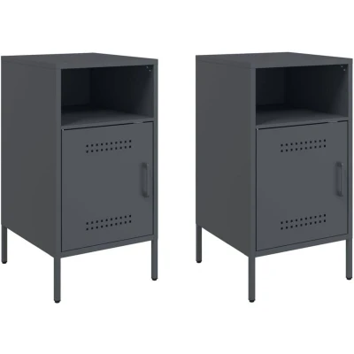 Image of vidaXL Bedside Cabinets 2 pcs Anthracite 36x39x68 cm Steel