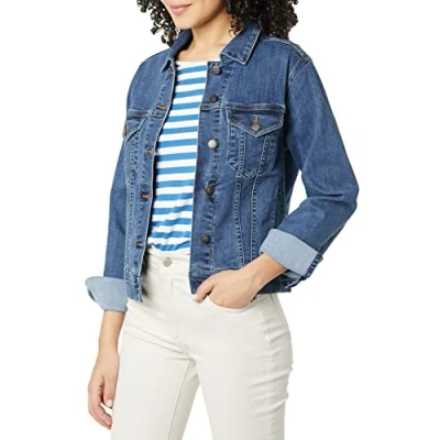 Image of Amazon Essentials Women&#039;s Jeans Jacket (Available in Plus Sizes), Medium Wash, S