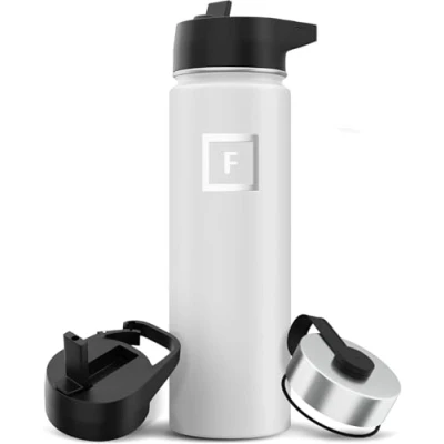 Image of IRON FLASK Metal Water Bottle with Straw Lid 1.2L 3 Lids Stainless Steel Double Walled Insulated Vacuum Leakproof Sports Gym Camping Hiking Hydration School Kids