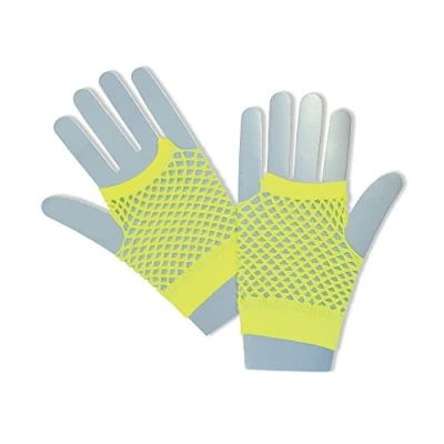 Image of Bristol Novelty BA573 Gloves Neon Yellow Fishnet Short 1pc, womens, One Size