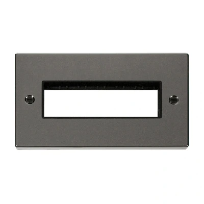 Image of Click Deco 2 Gang Plate 6 Aperture Unfurnished Black Nickel Inserts