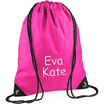 Image of Personalised Embroidered Name School Sports PE Drawstring Gym &amp; Swimming Bag (Pink)