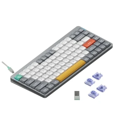 Image of Nuphy Air75 v2 QMK/VIA Mechanical Keyboard, 75% Low Profile Wireless Bluetooth 5.1, 2.4GHz and Wired Connection, Compatible with Windows Mac OS Lunar Gray (Wisteria)