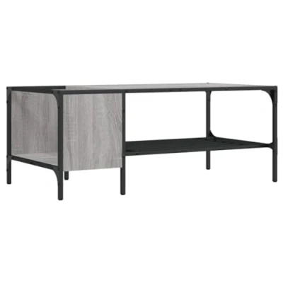 Image of vidaXL Coffee Table made of Grey Engineered Wood with Storage Rack and Adjustable Stand for Living Room, Lounge Area or Bedroom