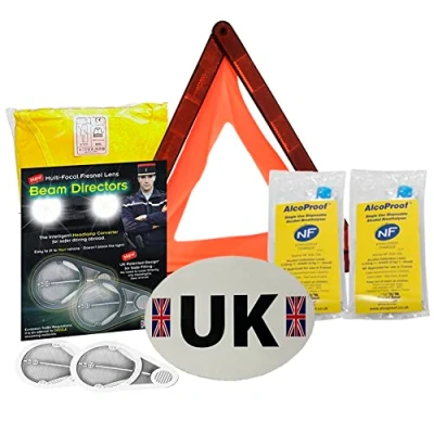Image of Family Motoring &amp; Leisure New Euro European Travel Kit For Driving In France Fresnel Lens With French Breathalysers 1 9 (European 2)