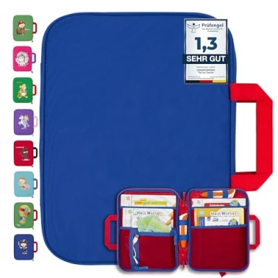 Image of GRINSEZWERGE Case for TipToi Books Plus Pen and Accessories 10 Designs Also Suitable Kids Tablet Edurino Figures Tip TOI Starter Set Book Storage Blue