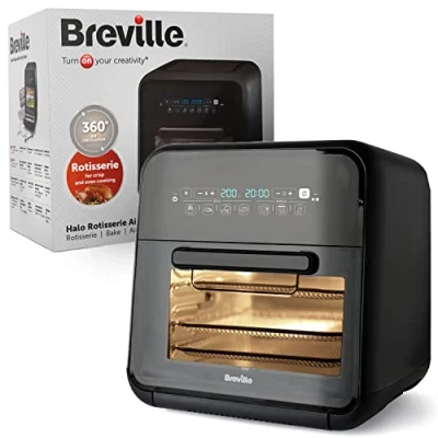 Image of Breville Halo Rotisserie Air Fryer Digital Extra Large Oven 10 L Fry, Bake &amp; Dehydrate 2000 W Energy Efficient Black and Grey [VDF127]