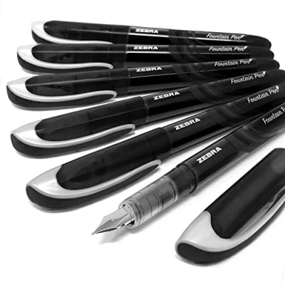 Image of Zebra Fuente Disposable Fountain Pen Black Ink Pack of 6