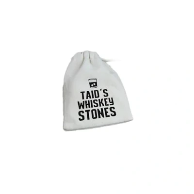 Image of eBuyGB Taid&#039;s Whiskey Stones with Cotton Drawstring Bag &amp; 4 Soapstone Reusable Ice Cubes Father&#039;s Day, Birthday Gift for Him, Dad