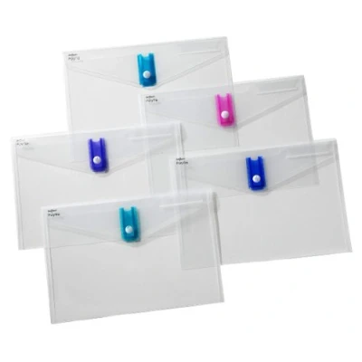 Image of Snopake Foolscap Polyfile USB Popper Wallet with Compartment and Index Tab Electra Assorted [Pack of 5] Ref: 15689