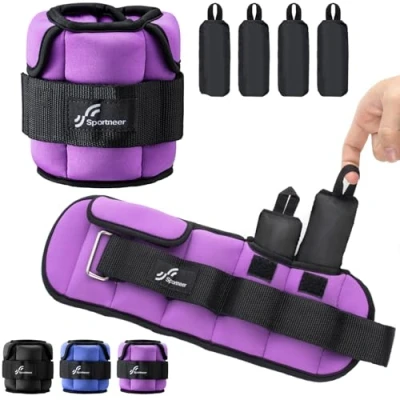Image of Sportneer Adjustable Ankle Weights: Improved Leg Weights, Weight Cuffs Weights for Gym, Fitness, Workout, 0.5 2.3 kg per Ankle, 0.9 4.5 Pair