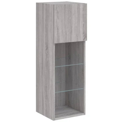 Image of vidaXL TV Cabinet with LED Lights Grey Sonoma 30.5x30x90 cm