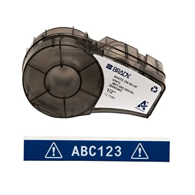 Image of All Season Label for Maker, 12.70mm x 6.40m, White on Blue