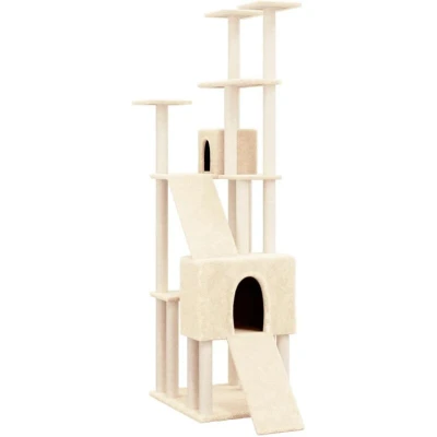 Image of vidaXL Cat Tree with Sisal Scratching Posts Cream 190 cm