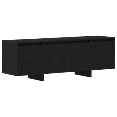 Image of vidaXL Black Oak TV Cabinet Modern Media Storage Unit with Sliding Doors for Living Room, Engineered Wood, Fits TVs Up to 60 Inches