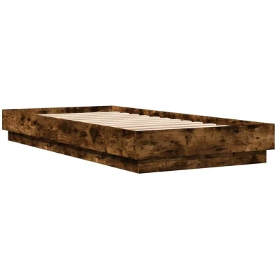 Image of vidaXL Bed Frame without Mattress with LED Lights Smoked Oak 100x200 cm