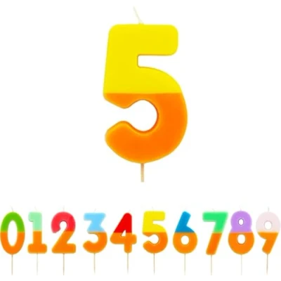 Image of Talking Tables Orange and Yellow Number 5 Candle for Cakes Colourful Birthday Cake Topper Decorations Kids Party, Boys 5th, 15th, 50th, Girls, Anniversary, Milestone