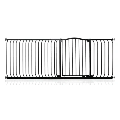 Image of Safetots Curved Top Safety Gate, 198cm 207cm, Matt Black, Pressure Fit Stair Baby Gate for Doors Hallways and Spaces, Barrier, Easy Installation