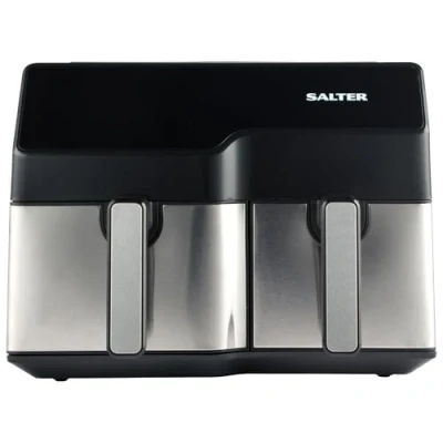 Image of Salter EK5729 Dual Sector Air Fryer Family Size 9L Total Capacity, 5.5L Drawer &amp; 3.5L Drawer, Digital Display, No Pre Heating Needed, Healthy Cooking, 8 Set Functions, Sync/Match Cook, 2500W