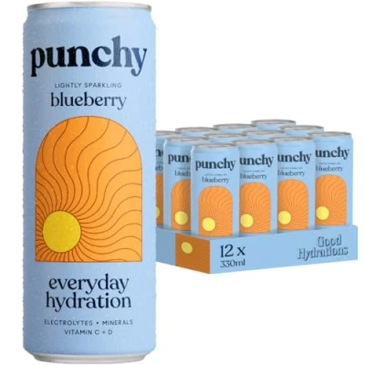 Image of Punchy Drinks Blueberry Everyday Hydration, Essential Electrolytes, Minerals, Vitamins, Real Fruit, Supports Immunity, Caffeine Free, Aids Muscle Function, Low Calorie 12 x 330ml