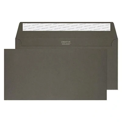 Image of Blake Creative Colour DL+ 114 x 229 mm 120 gsm Peel &amp; Seal Wallet Envelopes (25224) Graphite Grey Pack of 25