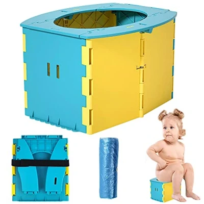 Image of FEIBA Portable Kids Toilet Training Potty Travel Folding Seat with 10 Disposable Bags for Indoor and Outdoor