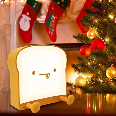 Image of ipalmay Cute Toaster Night Lamp,USB Rechargeable Bread Light,Cute Home Desk Decor and Sleep Light for Kids(Toast Yummy)