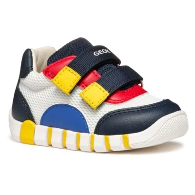 Image of Geox Baby B IUPIDOO BOY C Sneaker, White/Navy, 4.5 UK Child