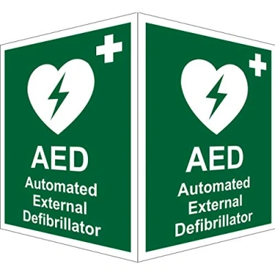 Image of Seco AED Automated External Defibrillator On Each Face Sign, 150mm x 200mm 1mm Semi Rigid Plastic