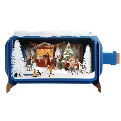 Image of Message In A Bottle Festive Xmas Market Pop Up Christmas Card By Alljoy Cards XMIB073
