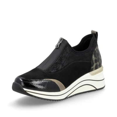 Image of Remonte D0T08 Women&#039;s Wedge Heel Sneakers (Black 02, UK Footwear Size System, Adult, Women, Numeric, Medium, 3.5)