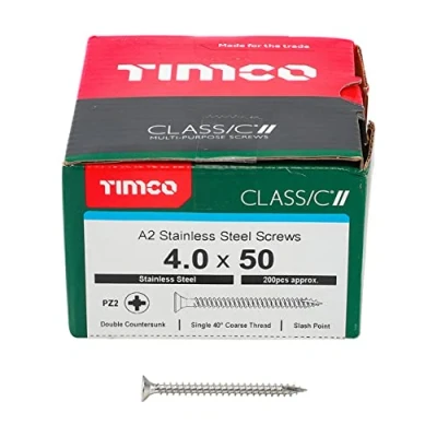Image of TIMCO Classic Multi Purpose Screws 4.0 x 50 A2 Stainless Steel Box of 200