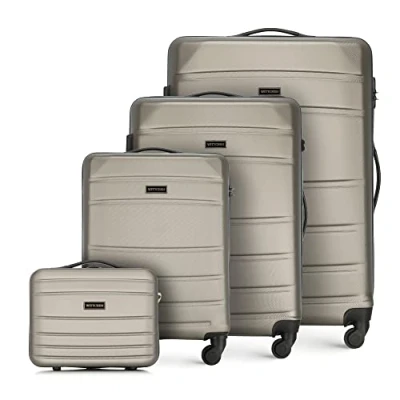 Image of WITTCHEN Travel Suitcase Carry On Cabin Luggage Hardshell Made of ABS with 4 Spinner Wheels Combination Lock Telescopic Handle Globe Line Set suitcases Champagne
