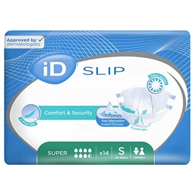 Image of ID Expert Incontinence Brief Pads, Fast Absorbing Disposable Briefs for Men and Women, Super, Heavy Absorption, Size Small 50 90 cm, Pack of 14