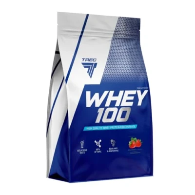 Image of TREC Nutrition Whey 100 Strawberry 900G Premium Protein Concentrate for Muscle Growth Fast Absorbing &amp; Quality Powder with BCAAs and Glutamine