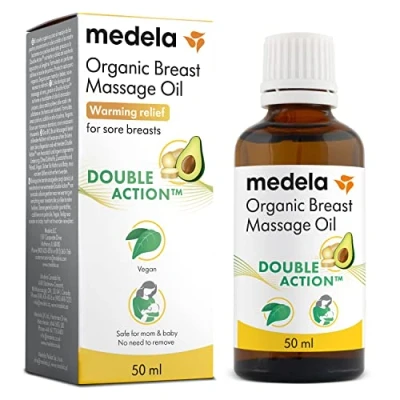 Image of Medela Organic breast Massage Oil for Breastfeeding Mothers Relieve Tenderness and Fullness All Natural Formula with Nourishing Ingredients Warming Relief