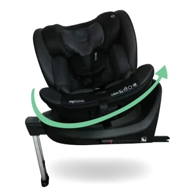 Image of My Babiie MBCS400 360 Spin R129 Baby Car Seat Support Leg, ISOFIX, Birth to 12yrs (40 150cm), i Size, ERF, Group 0+/1/2/3, Rotating Swivel Black