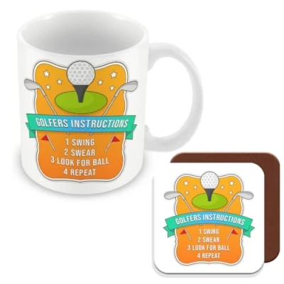 Image of MUGGZ Funny Golf Mug &amp; Coaster Gift for Golfers Giftset Made in The UK