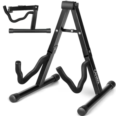 Image of CAHAYA Folding Guitar Stand Universal Portable Metal A frame Floor for Acoustic Classical Electric Guitars Bass Banjo Ukulele, CY0251